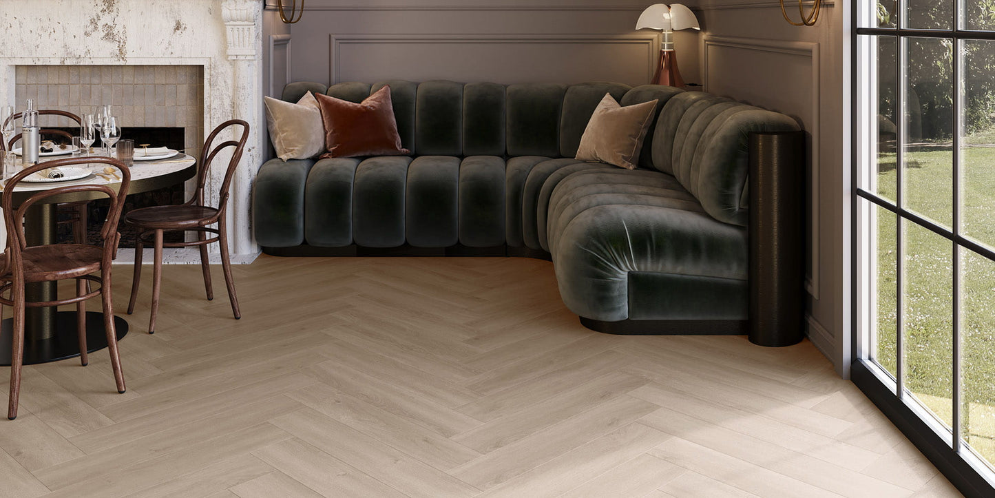 Invictus Maximus Divine Oak Herringbone - Pure Glue Down LVT Flooring