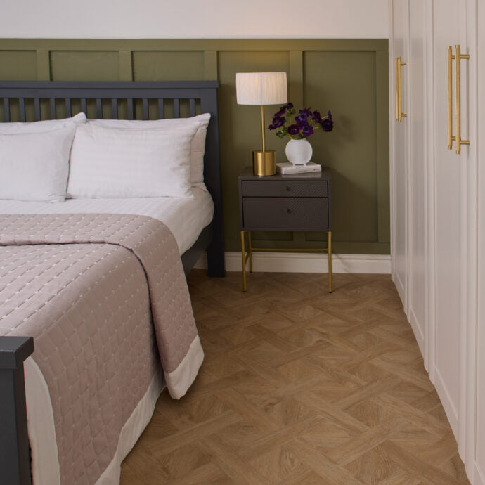 Lattia Metsä Pure Oak Basket Weave Glue Down LVT Flooring