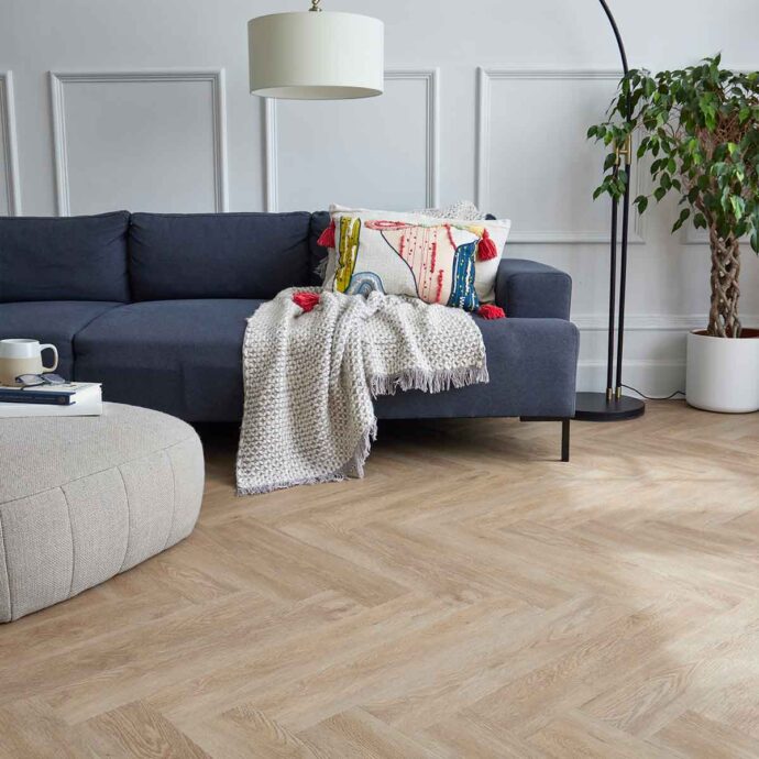 Lattia Metsä Pure Oak Herringbone Glue Down LVT Flooring