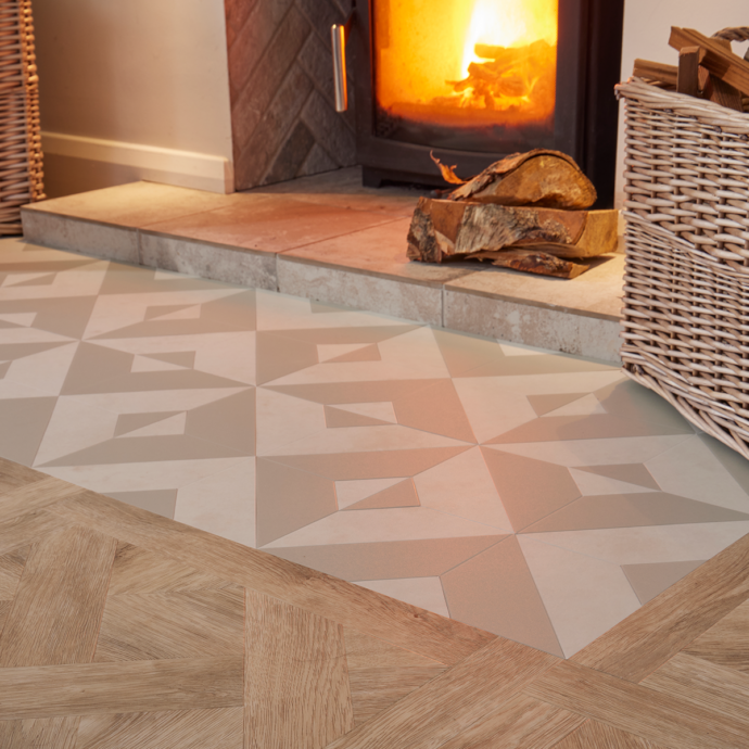 Lattia Talo Kuu - Pale Green, Cream Glue Down LVT Flooring