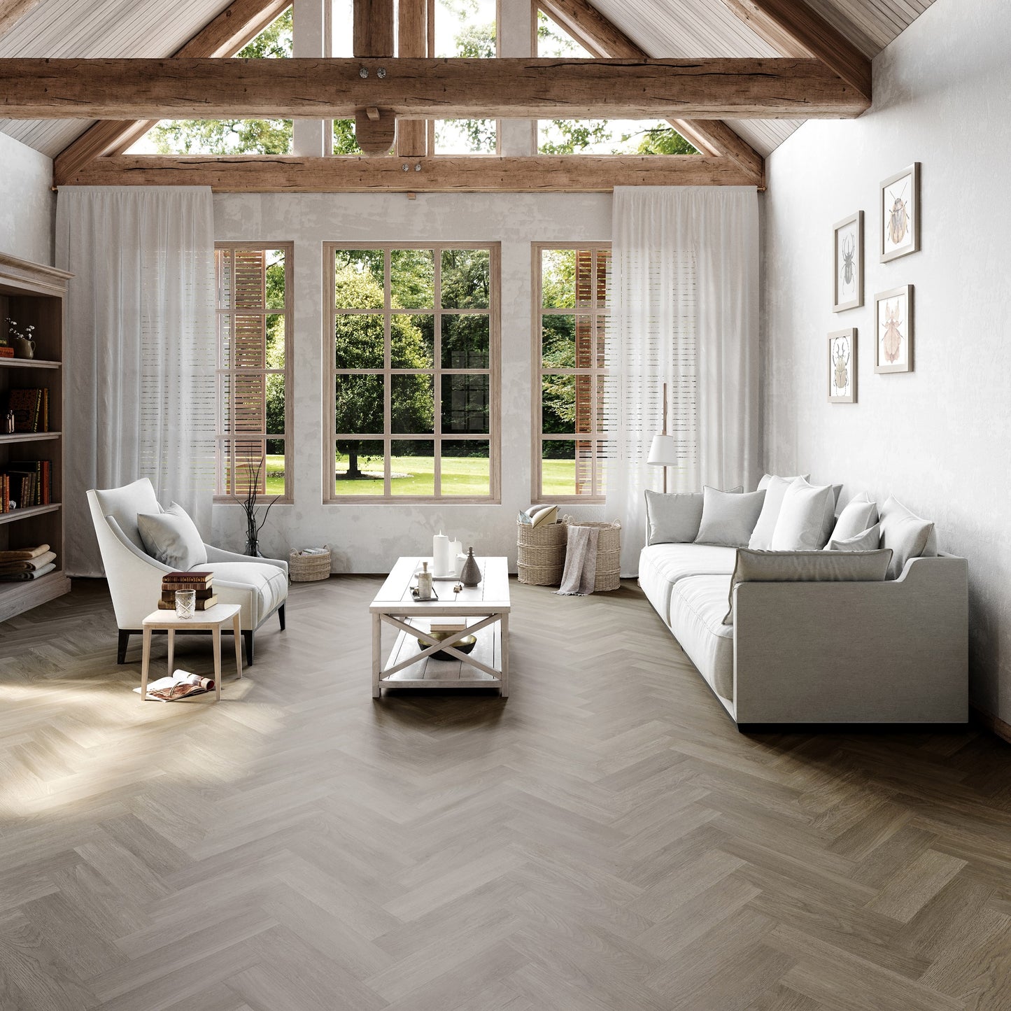 Invictus Maximus New England Oak Parquet Dusk Glue Down LVT Flooring - Flooring Monster