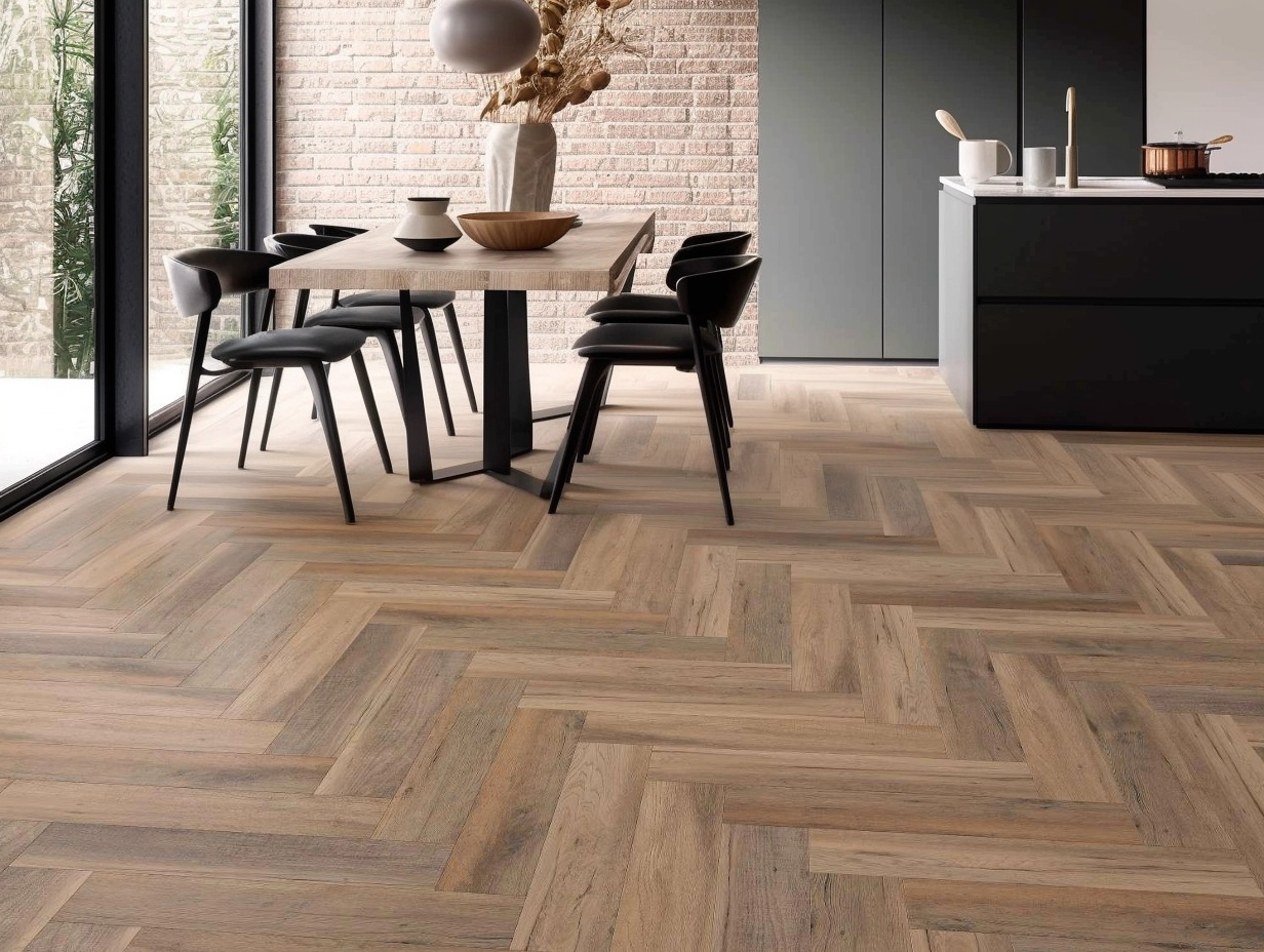 Lattia Lumi Click Tobacco Oak Herringbone Click SPC Flooring