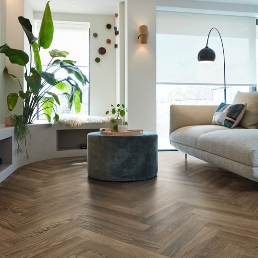 Karndean Knight Tile Cocoa Limed Oak SM-KP165 Herringbone Glue Down LVT Flooring