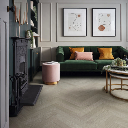 Karndean Art Select Dove Artisan Oak SM-RL30 Herringbone Glue Down LVT Flooring