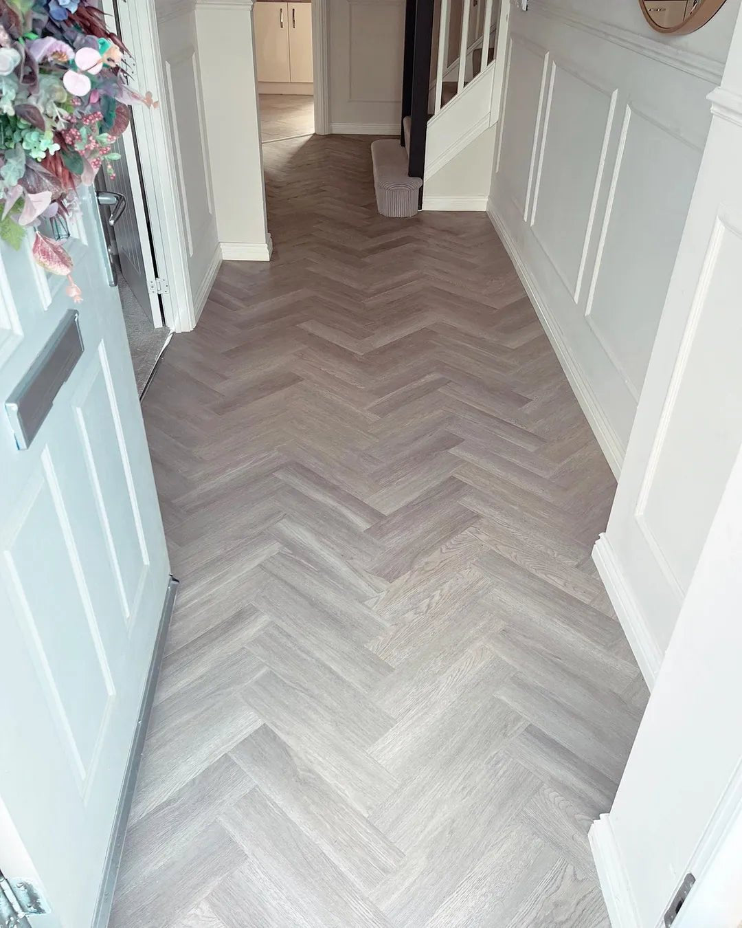 Invictus New England Oak Parquet Misty Maximus Glue Down LVT Flooring
