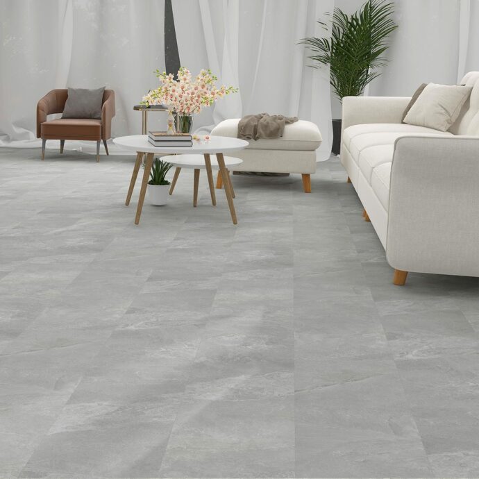 Lattia Kivi Frost Slate Tile Glue Down LVT Flooring