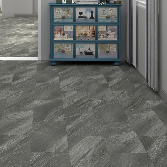 Lattia Kivi Mountain Slate Tile Glue Down LVT Flooring