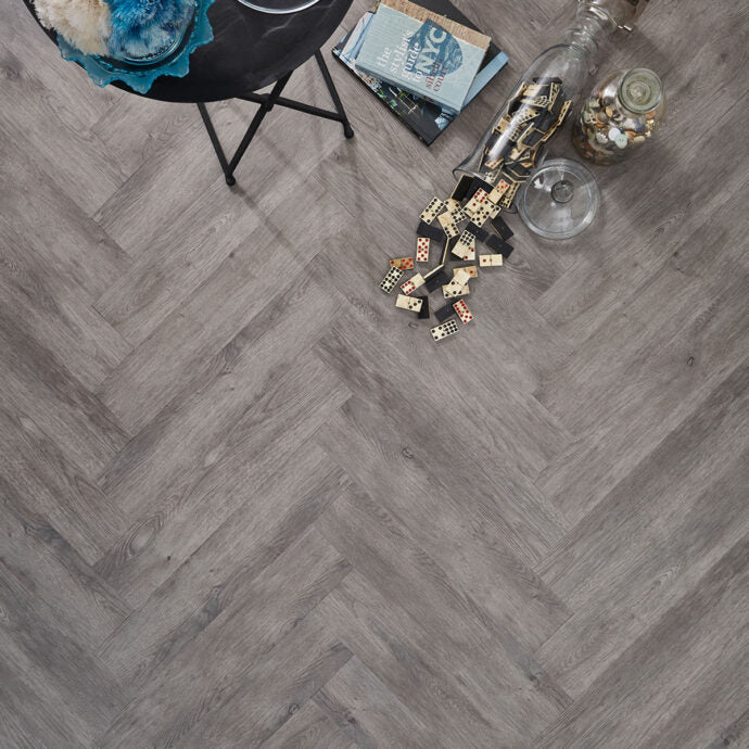 Lattia Metsä Aged Timber Herringbone Glue Down LVT Flooring