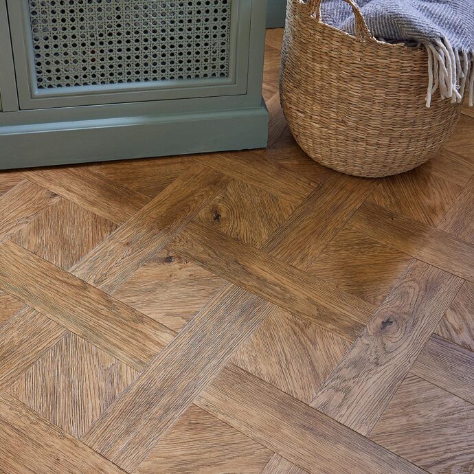 Lattia Metsä Artisan Oak Basket Weave Glue Down LVT Flooring