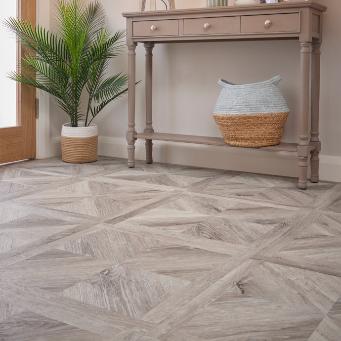 Lattia Metsä Ice Oak Castell Panel Glue Down LVT Flooring