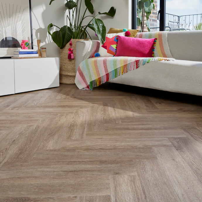 Lattia Metsä Toasted Oak Herringbone Glue Down LVT Flooring