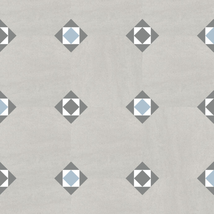 Lattia Talo Tähti - Greystone, Grey, White, Pale Blue Glue Down LVT Flooring