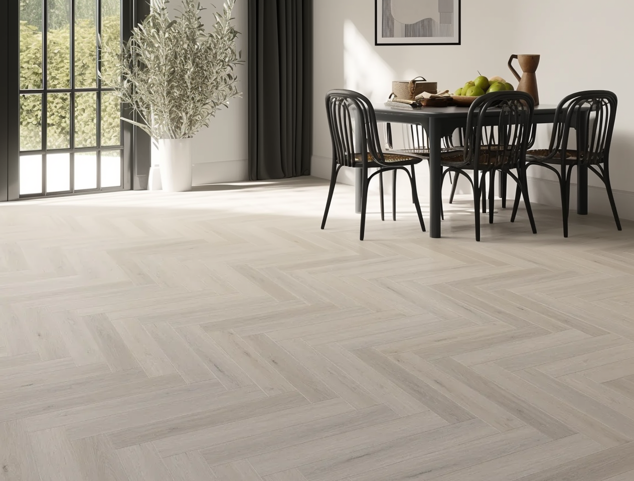 Lattia Nova Click Whitewashed Oak Herringbone Click SPC Flooring
