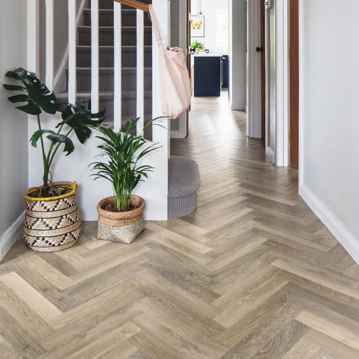Karndean Knight Tile Lime Washed Oak SM-KP99 Herringbone Glue Down LVT Flooring