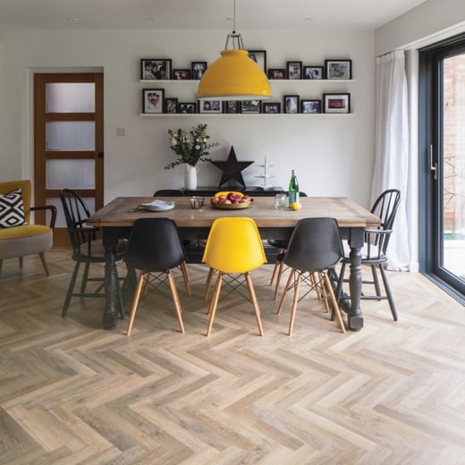 Karndean Knight Tile Lime Washed Oak SM-KP99 Herringbone Glue Down LVT Flooring