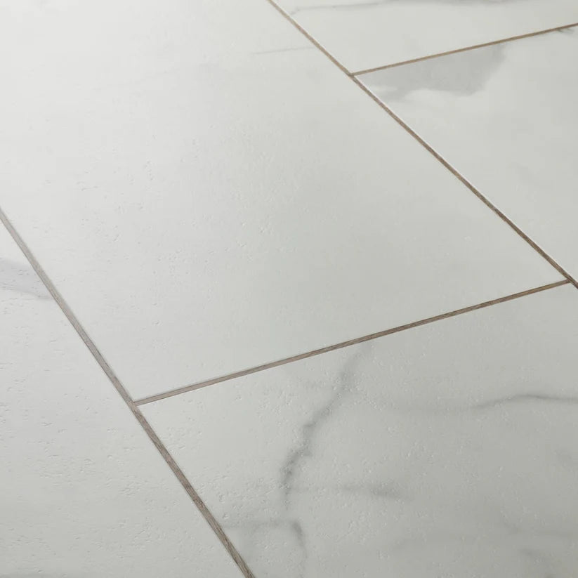 Textures Carrara White TS01 Stone Tile Glue Down LVT Flooring