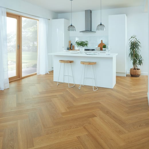 Karndean Van Gogh Golden Brushed Oak SM-VGW122T Herringbone Glue Down LVT Flooring