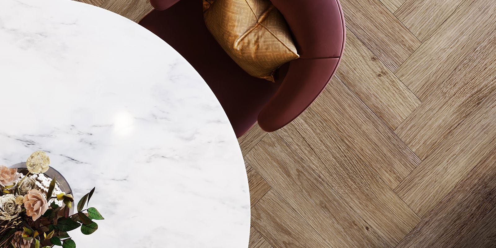 Invictus Maximus Highland Oak Parquet - Roasted Glue Down LVT Flooring - Flooring Monster