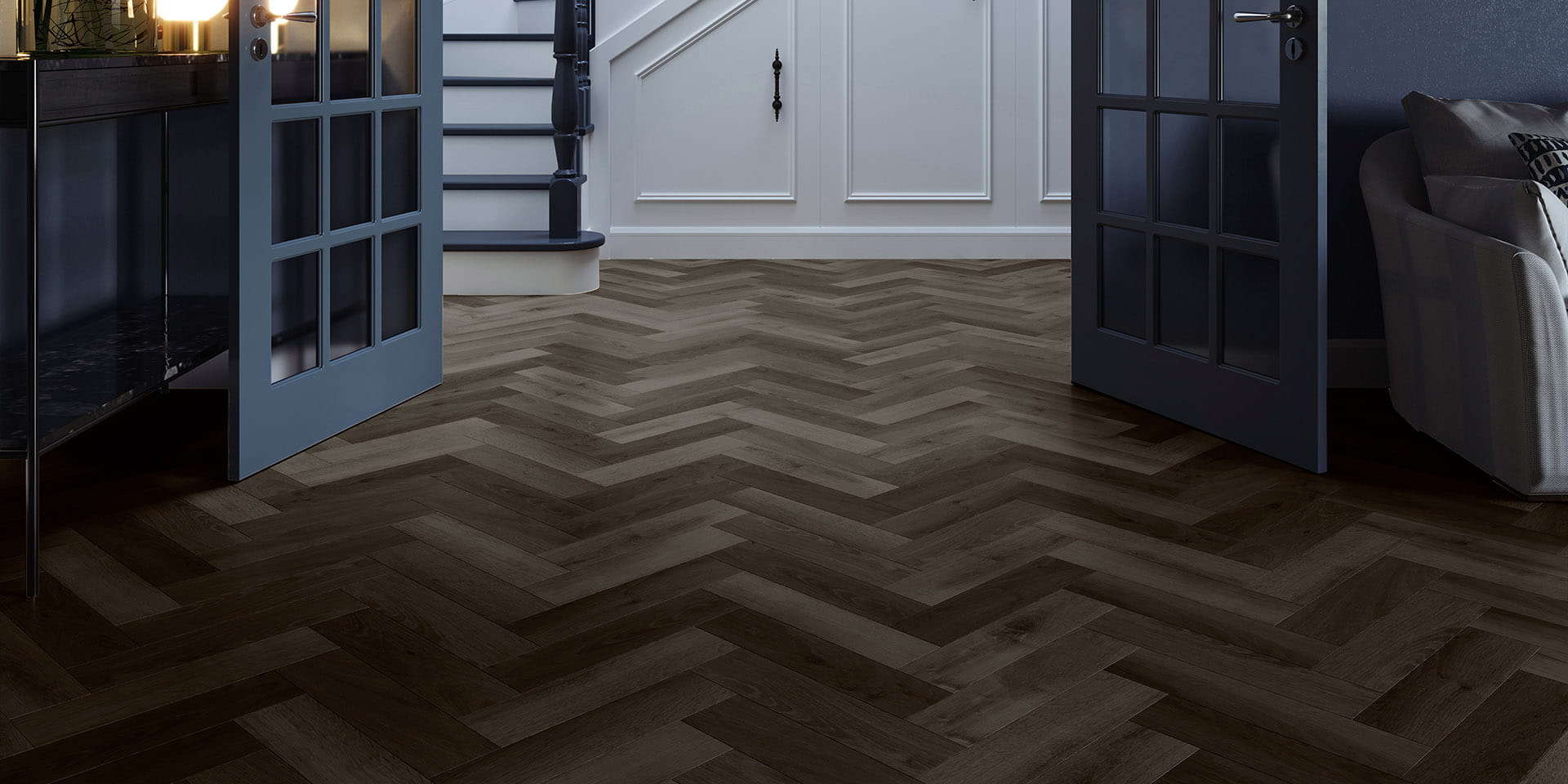 Invictus Maximus Highland Oak Parquet - Ebony New Glue Down LVT Flooring - Flooring Monster
