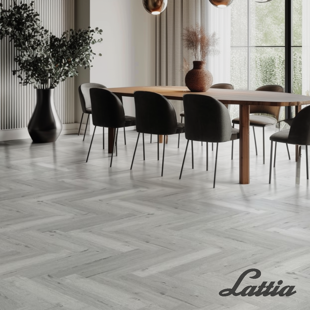 Lattia Vantaa Frosted Maple Herringbone Glue Down LVT Flooring