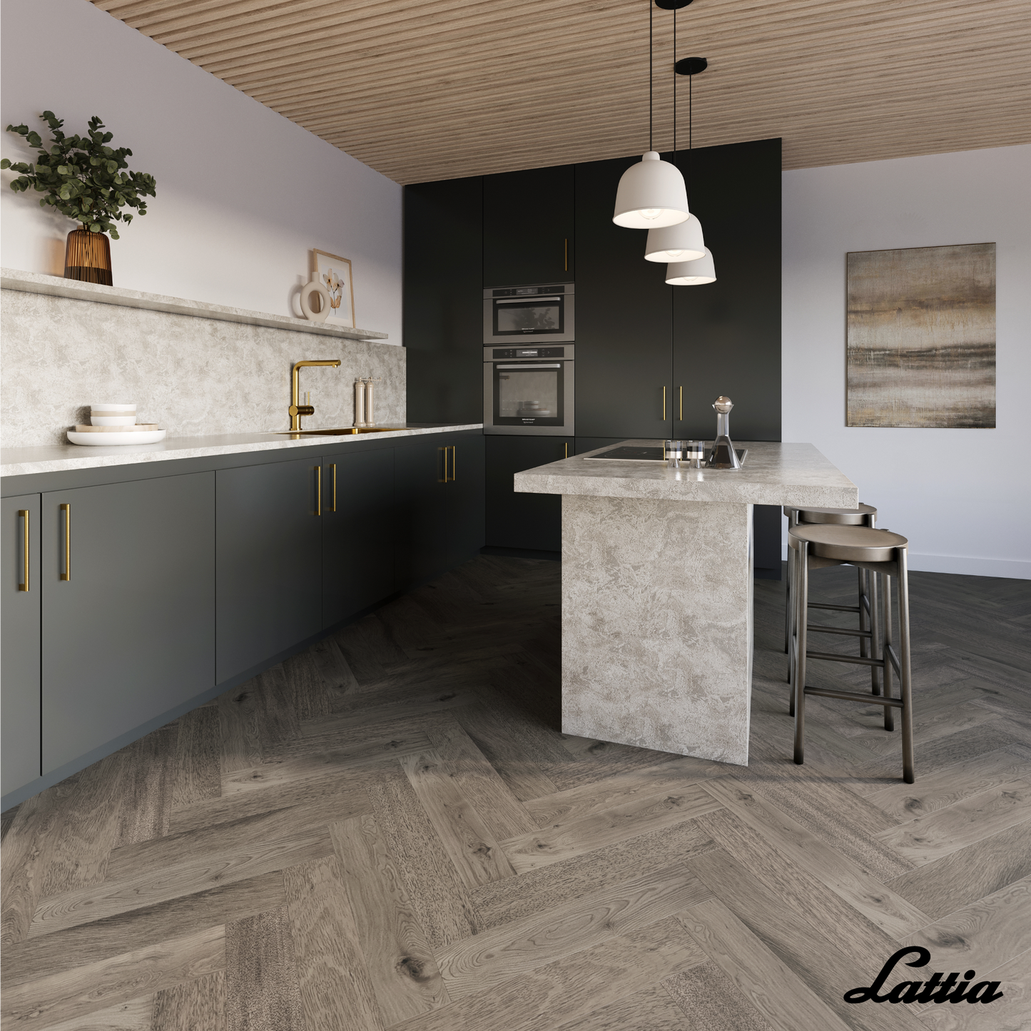 Lattia Vantaa Click Plaza Oak Herringbone Click SPC Flooring