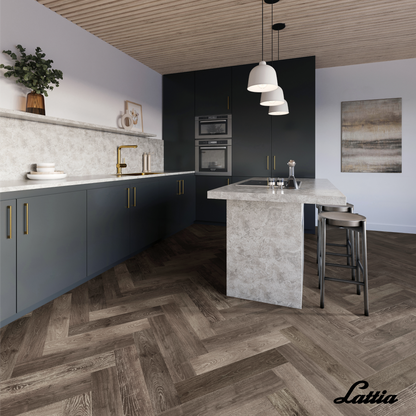 Lattia Vantaa Click Walnut Onyx Herringbone Click SPC Flooring