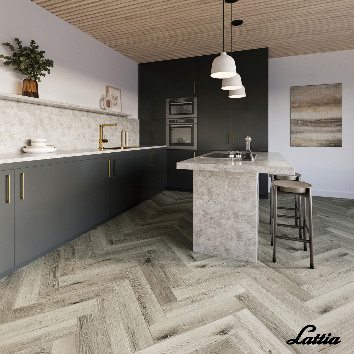 Lattia Vantaa Click Weimaraner Oak Herringbone Click SPC Flooring