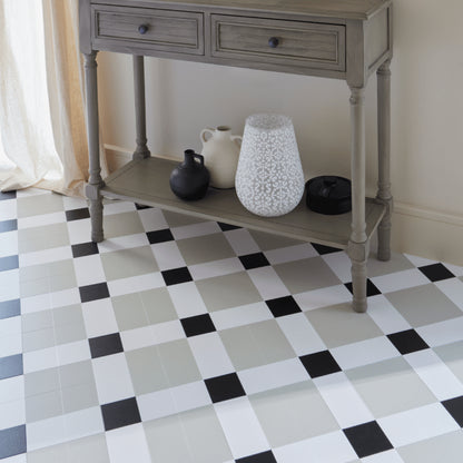 Lattia Talo Linna - Pale Green, White, Black Glue Down LVT Flooring