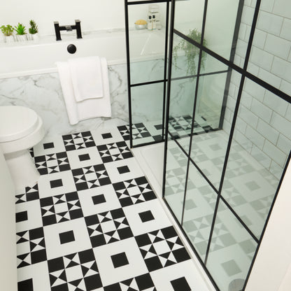 Lattia Talo Opisto - Black, White Glue Down LVT Flooring