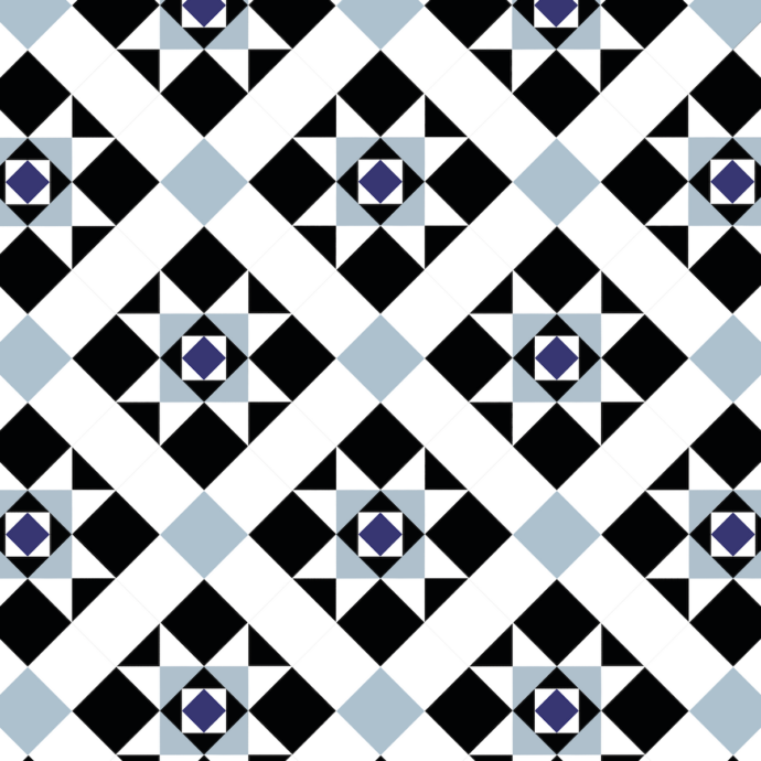 Lattia Talo Satama - Black, Pale Blue, White, Navy Blue Glue Down LVT Flooring