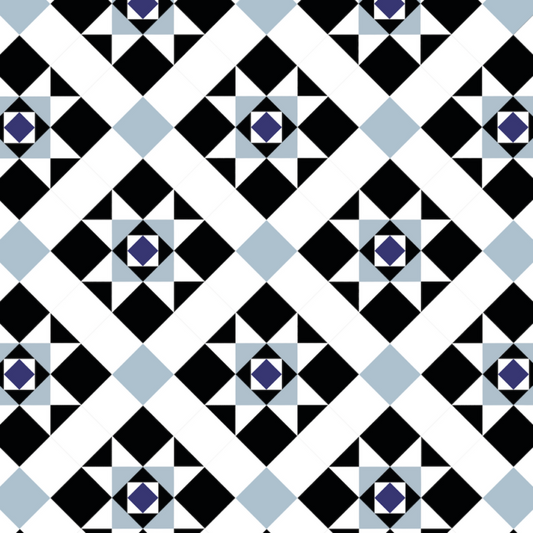 Lattia Talo Satama - Black, Pale Blue, White, Navy Blue Glue Down LVT Flooring