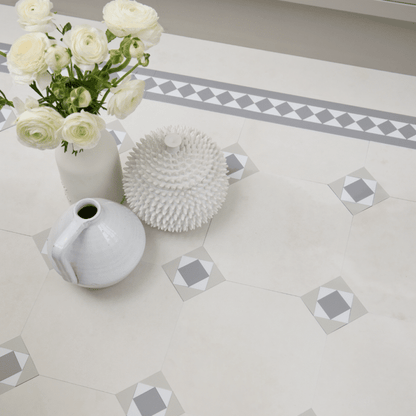 Lattia Talo Tähti - Cream, Grey, Pale Green, White Glue Down LVT Flooring