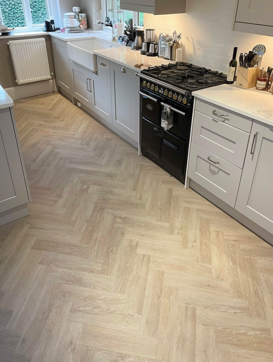 Lattia Piana Nude Oak Large Parquet Glue Down LVT Flooring