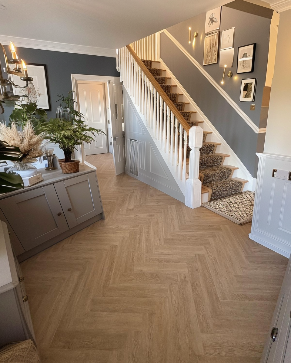 Lattia Piana Nude Oak Large Parquet Glue Down LVT Flooring