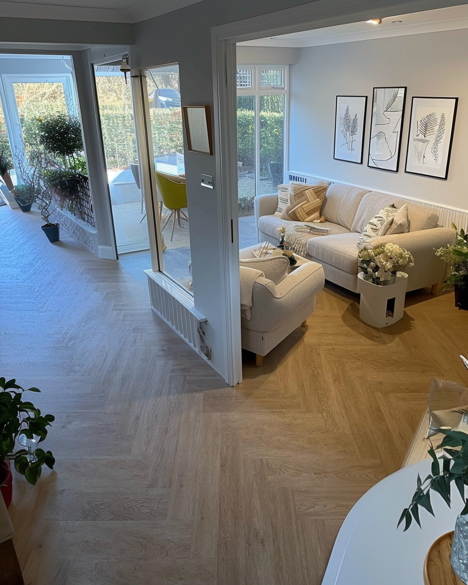 Lattia Piana Nude Oak Large Parquet Glue Down LVT Flooring