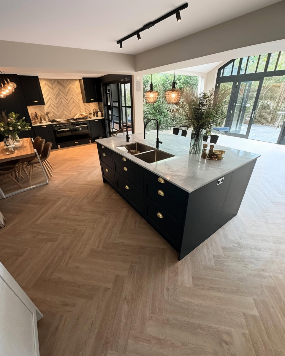 Lattia Piana Nude Oak Large Parquet Glue Down LVT Flooring