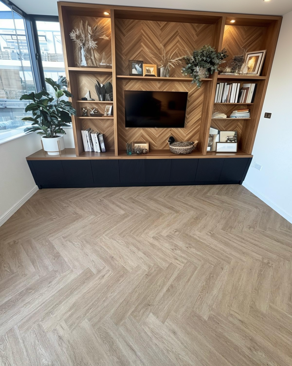 Lattia Piana Nude Oak Large Parquet Glue Down LVT Flooring