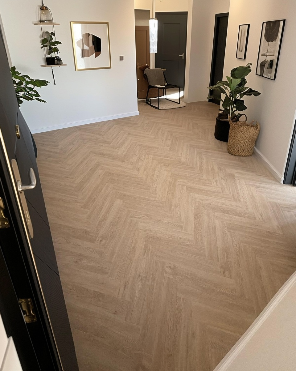 Lattia Piana Nude Oak Large Parquet Glue Down LVT Flooring