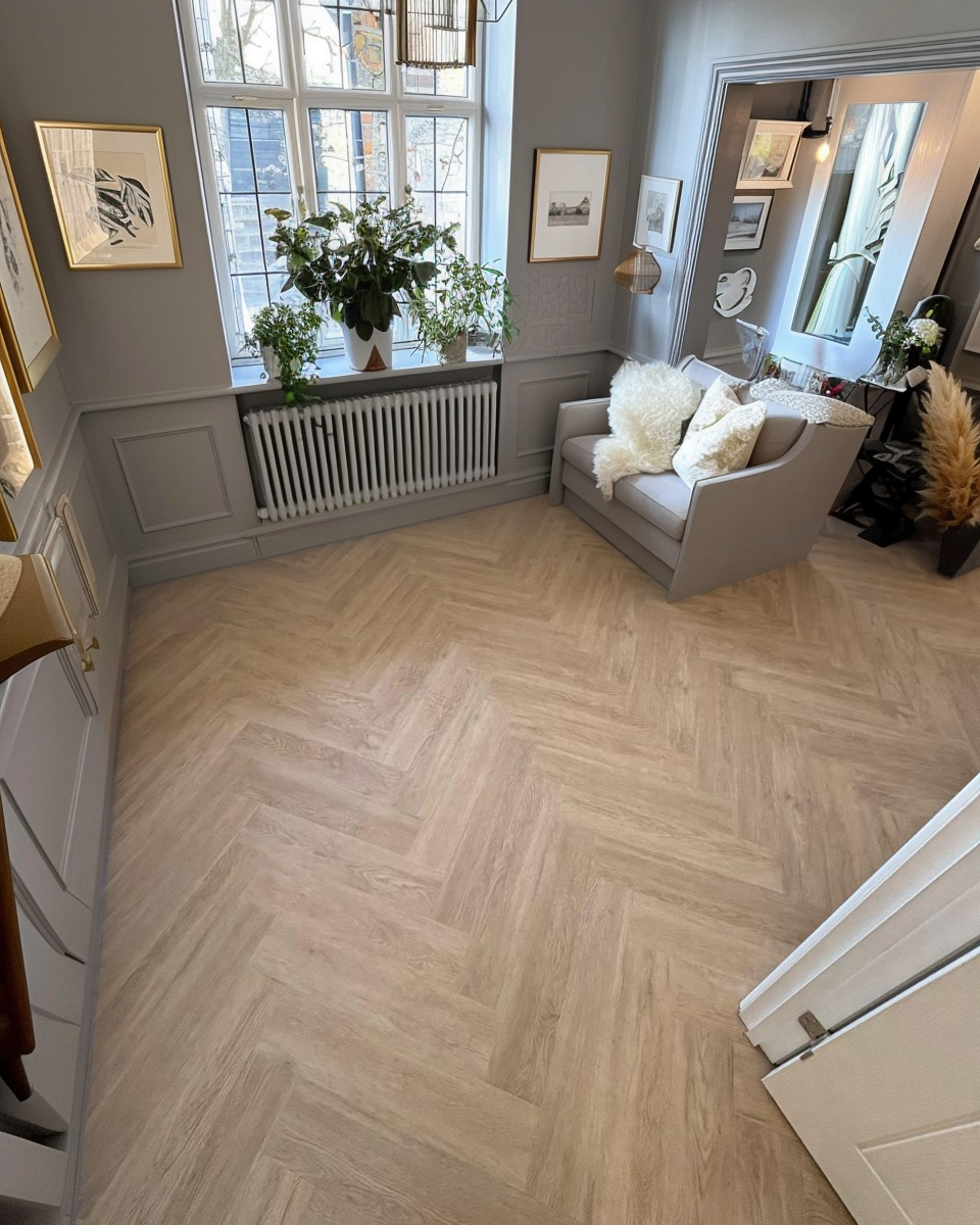 Lattia Piana Nude Oak Large Parquet Glue Down LVT Flooring
