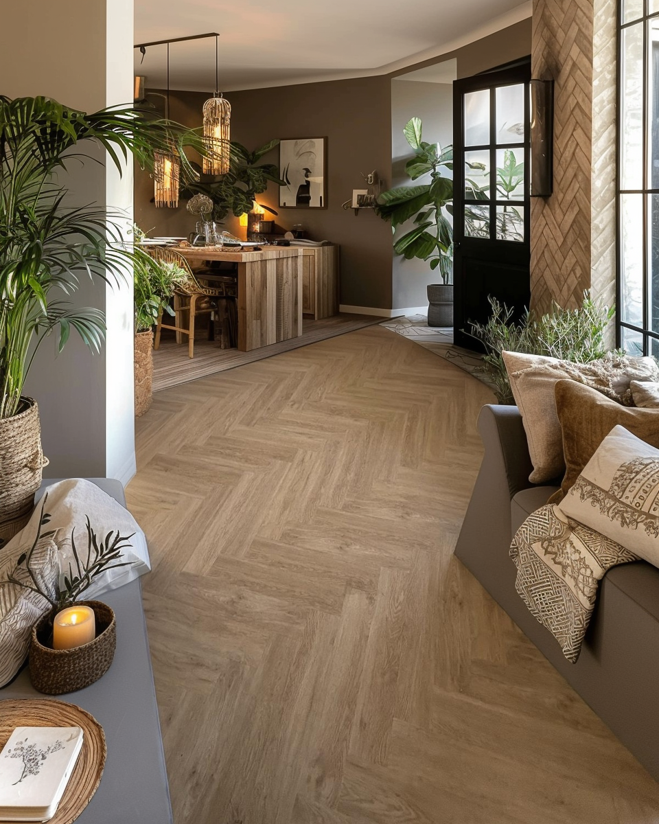 Lattia Piana Nude Oak Large Parquet Glue Down LVT Flooring