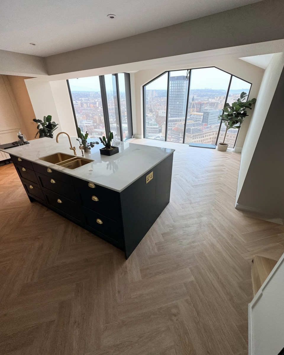 Lattia Piana Nude Oak Large Parquet Glue Down LVT Flooring