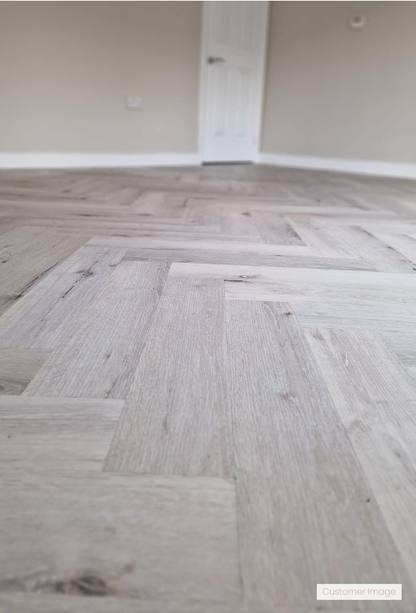 Lattia Vantaa Arctic Maple Herringbone Glue Down LVT Flooring - Flooring Monster
