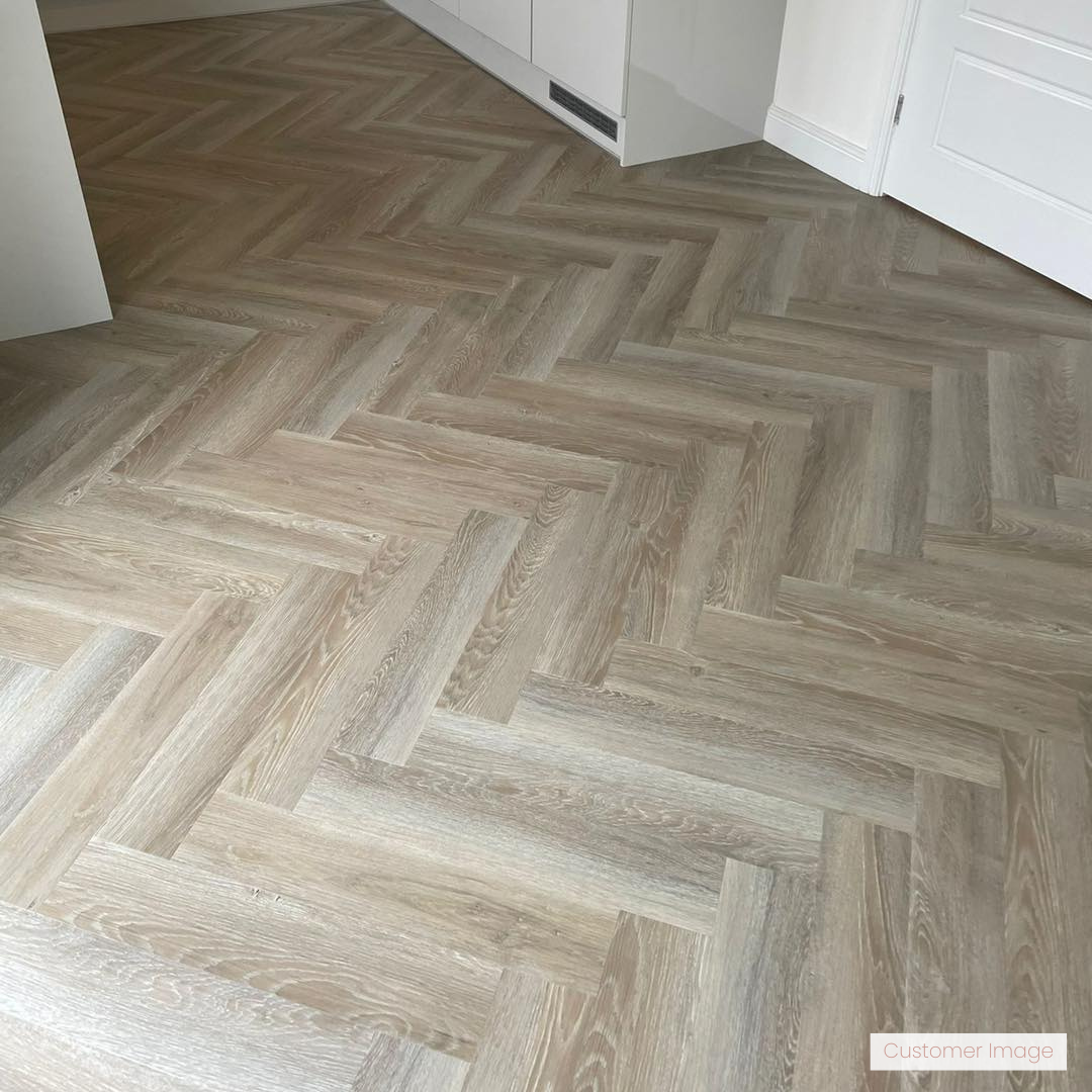 Lattia Vantaa Click Taupewood Oak Herringbone Click SPC Flooring - Flooring Monster