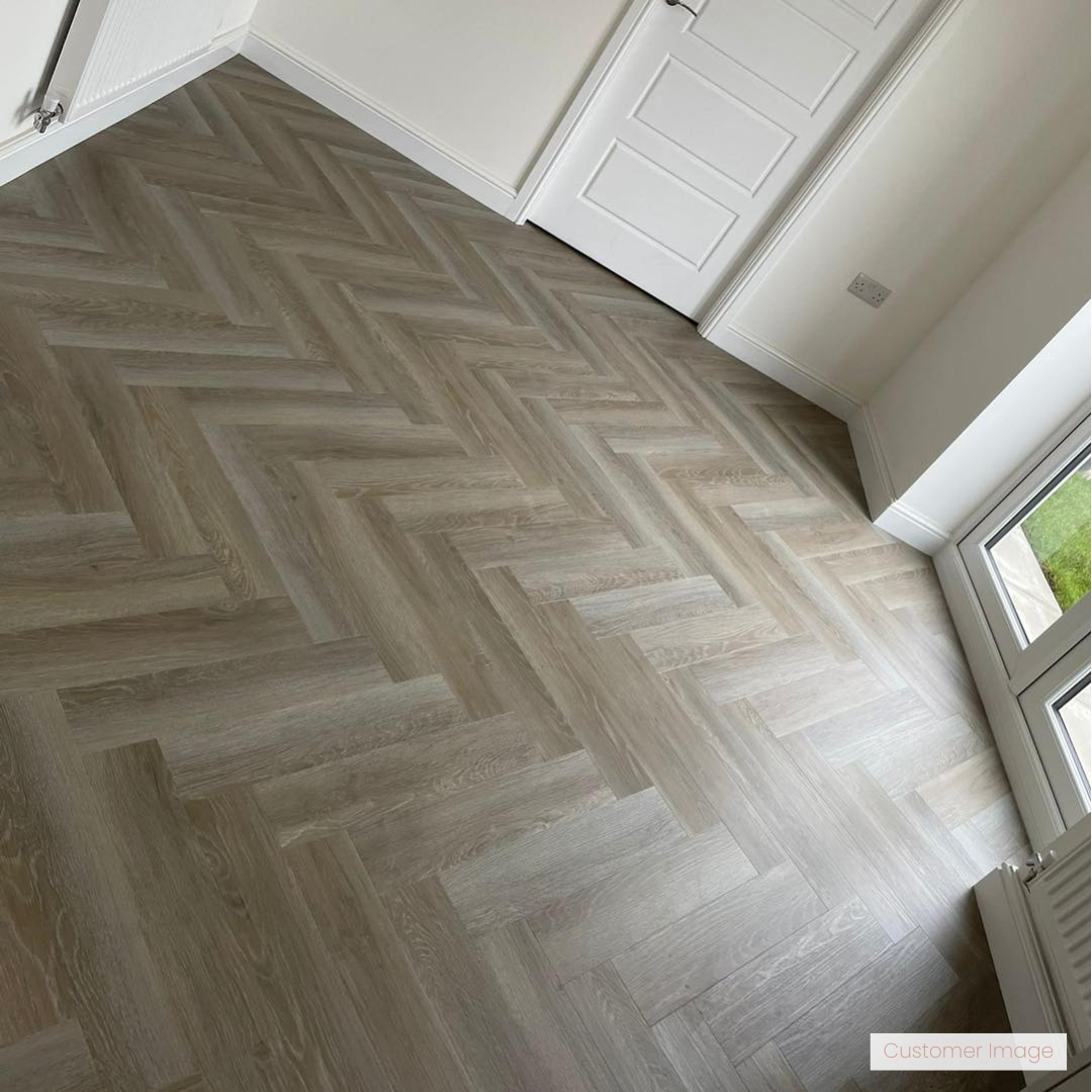Lattia Vantaa Click Taupewood Oak Herringbone Click SPC Flooring - Flooring Monster