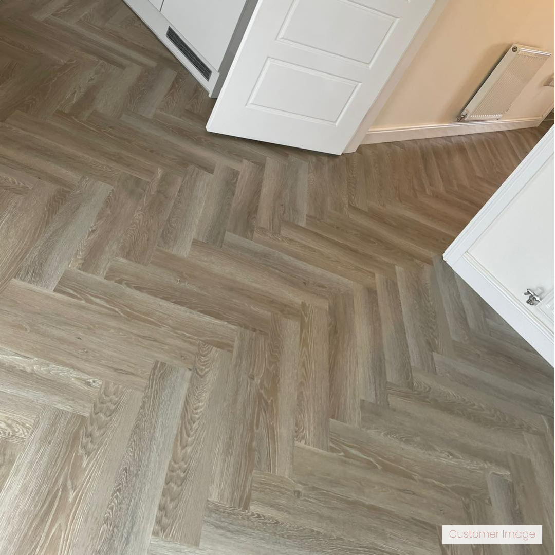 Lattia Vantaa Click Taupewood Oak Herringbone Click SPC Flooring - Flooring Monster