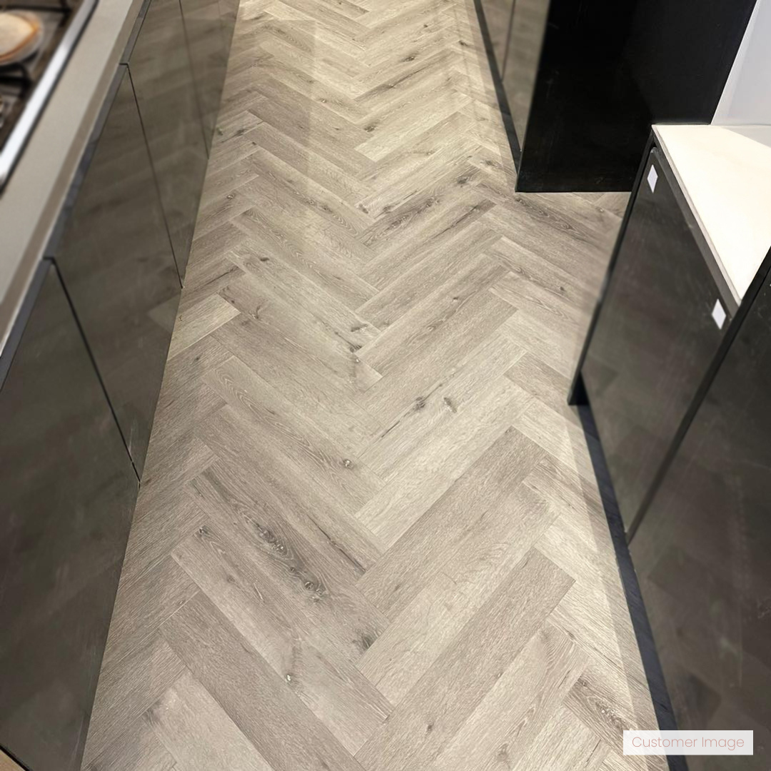 Lattia Vantaa Frosted Maple Herringbone Glue Down LVT Flooring - Flooring Monster