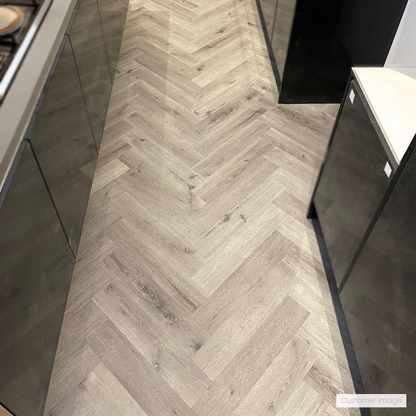 Lattia Vantaa Frosted Maple Herringbone Glue Down LVT Flooring - Flooring Monster