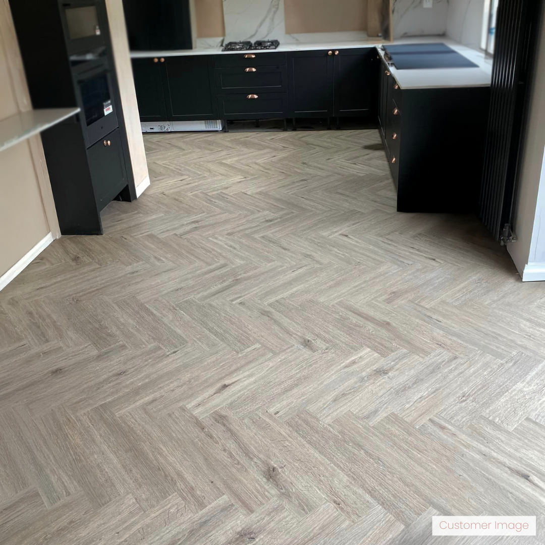 Lattia Vantaa Plaza Oak Herringbone Glue Down LVT Flooring - Flooring Monster