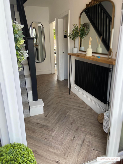 Lattia Vantaa Plaza Oak Herringbone Glue Down LVT Flooring - Flooring Monster