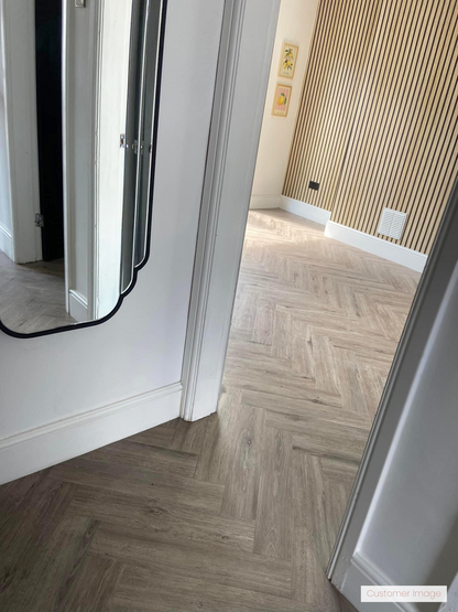 Lattia Vantaa Plaza Oak Herringbone Glue Down LVT Flooring - Flooring Monster